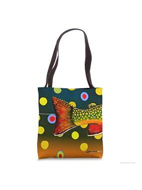 Trout Fly Fishing Print Tote Bag Canvas Purse Gear Bag 16x16